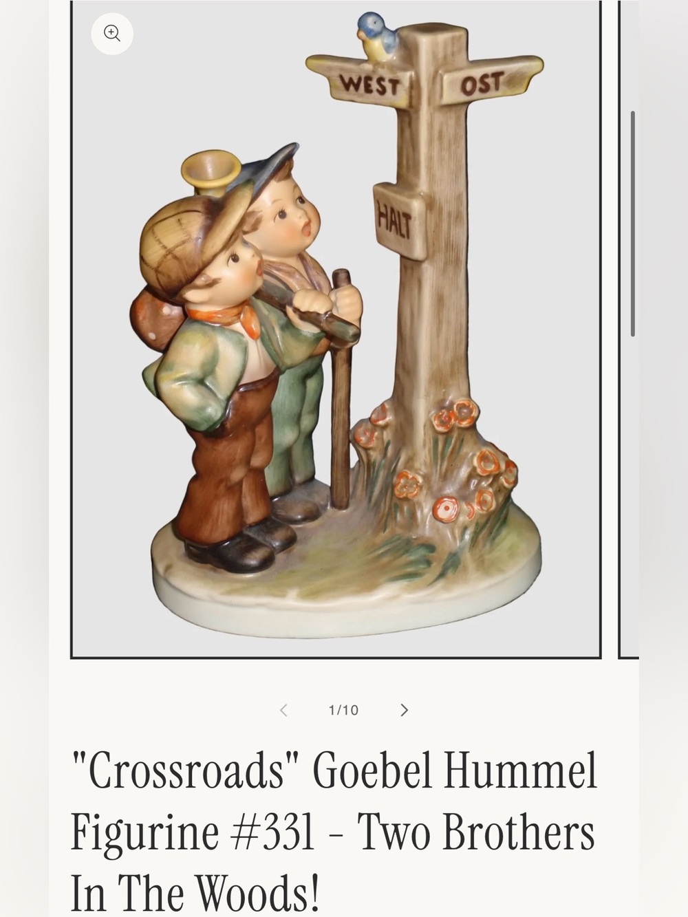 "Crossroads" Goebel Hummel Figurine - Brothers In The Woods - 6-3/4" X 4-1/2”